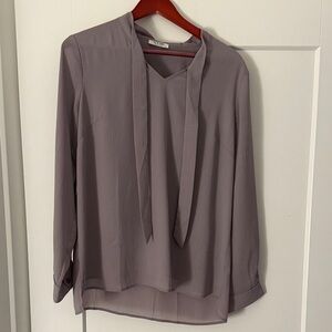 Acevog Lavender Tie-Neck Blouse